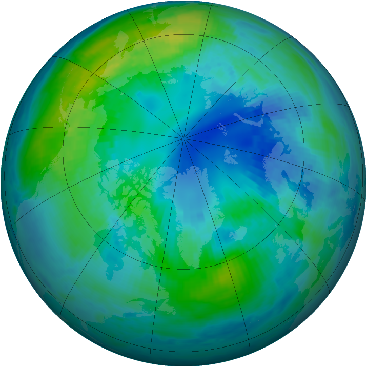 Arctic ozone map for 17 October 2000